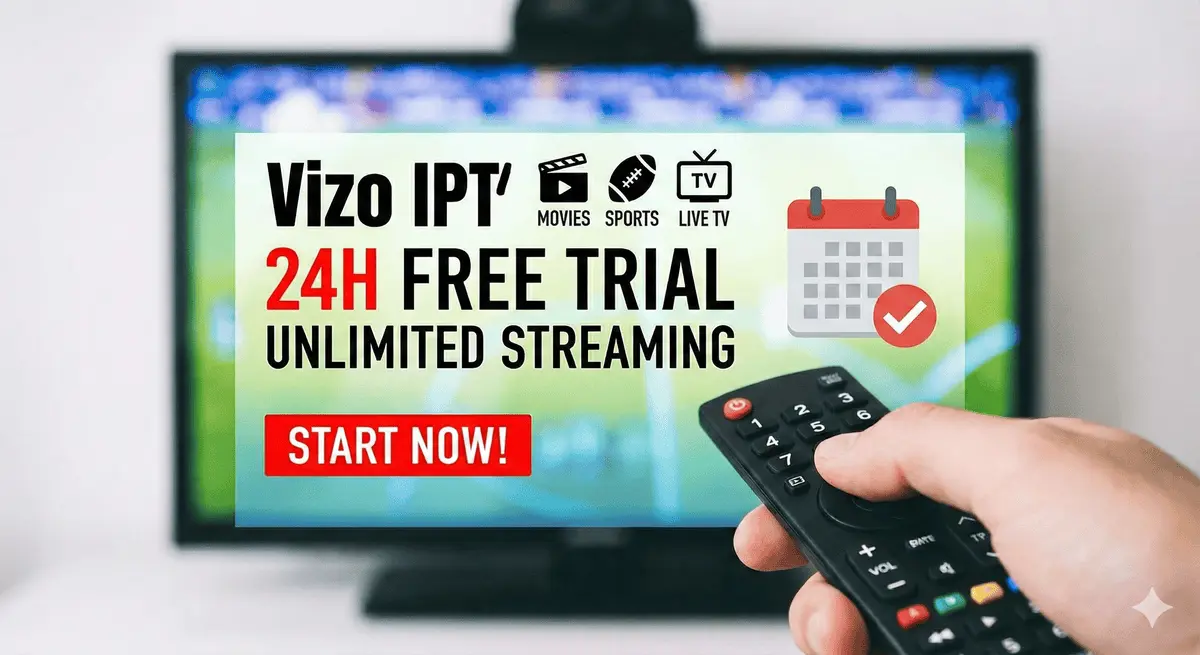 Vizo IPTV free 24-hour IPTV trial in Canada, 4K streaming on Smart TV and Firestick with no credit card required